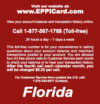 support eppicard fl florida child card customer service